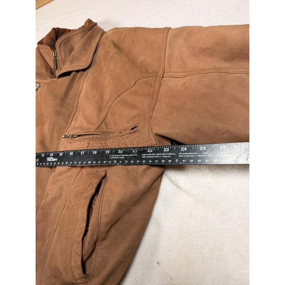 Vintage Winlit Leather Jacket Mens Medium Brown Bomber Quilted Lined Korea